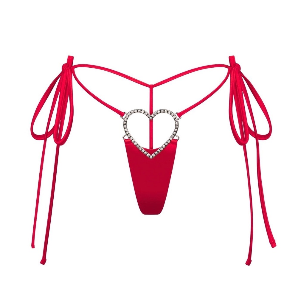 SKIMS Heart Charm String Thong Ruby Red Novelty‎ Panties UN-THG-10692W M/XL NEW